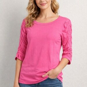 Lilly Pulitzer Women's Pink Ruched Sleeve Top